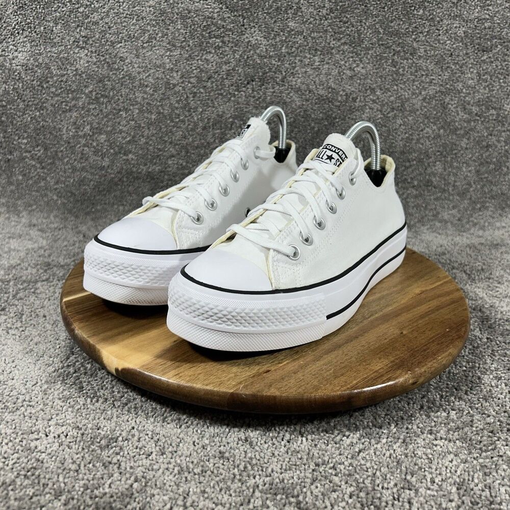 Converse Chuck Taylor All Star Lift Women’s Sz 9 White Canvas Low Platform Shoes - Picture 4 of 11